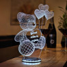 3D LED lampa Meda sa balonima srca