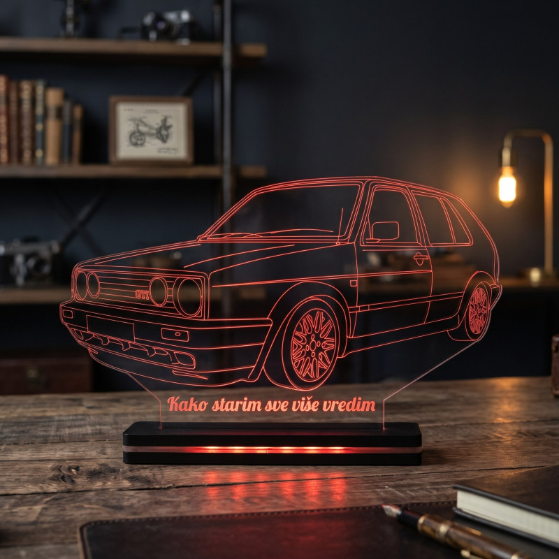 3D LED lampa Retro hečbek automobil
