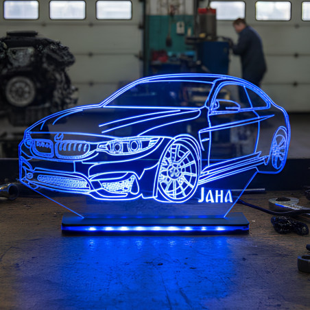 3D LED lampa Sportski automobil sa imenom