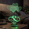 3D LED lampa Beskonačna ljubav sa balonima srca
