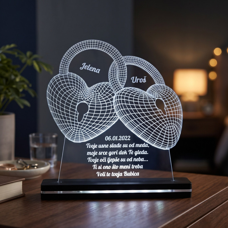 3D LED lampa Katanci ljubavi